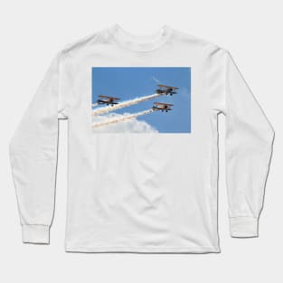 3 Boeing PT 17 Stearman with Smoke Long Sleeve T-Shirt